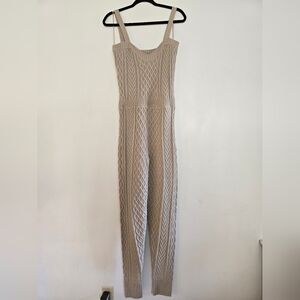 Fashion Nova Cream Knit Jumpsuit